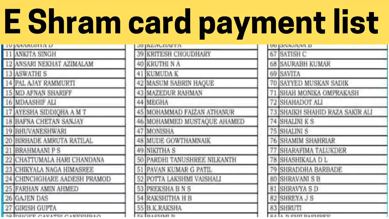 e shram card payment list 2024
